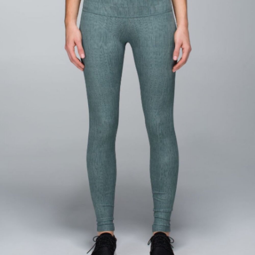 Lululemon Wunder Under Pant *Full-On Luxtreme Leggings Earl Grey Green Stripe 4